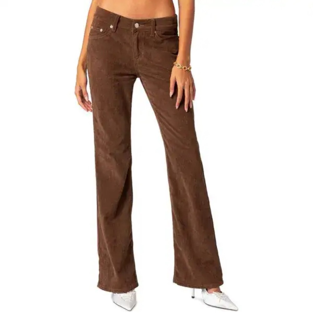 edikted low rise brown corduroy pants